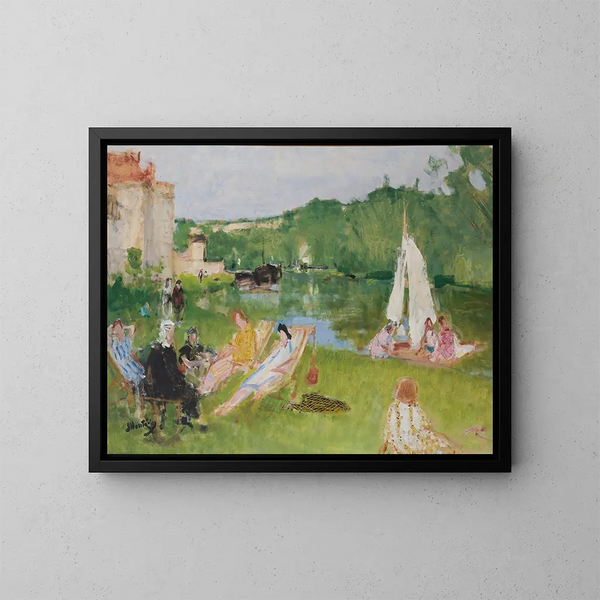 Repos au bord de la Seine - Pierre-Eugène Montzin — ingelijst kunstwerk aan de muur