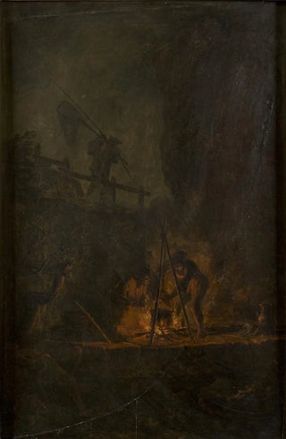 PierreJacques Volaire - Men near a Fire in the Mountains.webp