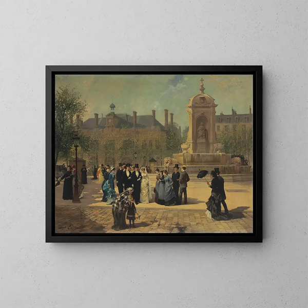De huwelijksprocessie - Pierre-Marie Beyle — ingelijst kunstwerk aan de muur