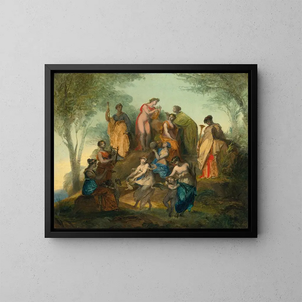 Apollon en de negen Muzen op de berg Parnassus - Pierre-Paul Prud'hon — ingelijst kunstwerk aan de muur