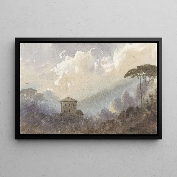 Pierre Luc Charles Cicri - Landhuis tussen de bossen in een berglandschap.webp