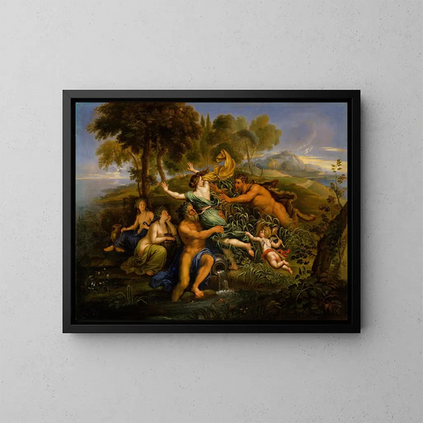 Pan en Syrinx - Pierre Mignard — ingelijst kunstwerk aan de muur