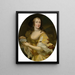 Portret van een dame in een allegorisch kostuum die een schaal met parels vasthoudt - Pierre Mignard — ingelijst kunstwerk aan de muur