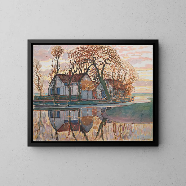 van het Ferme près de Duivendrecht - Piet Mondrian — ingelijst kunstwerk aan de muur