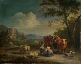 Pieter Bout - Landschaft mit Hirten und gotischer Burgruine.webp