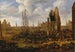 Vue de caprice d'une scène de port animée avec des personnages chargeant leurs bateaux - Pieter Casteels II — weergave van het kunstwerk