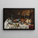 Natuurstudie met pauwen taart - Pieter Claesz — ingelijst kunstwerk aan de muur