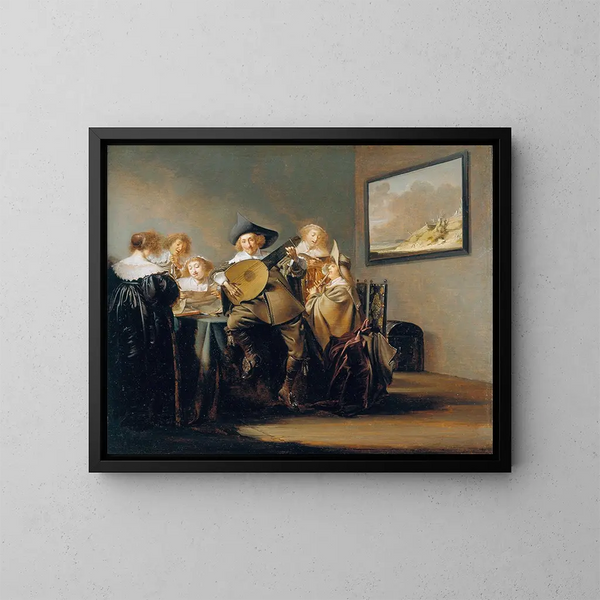 Compagnie des musiciens - Pieter Codde — ingelijst kunstwerk aan de muur