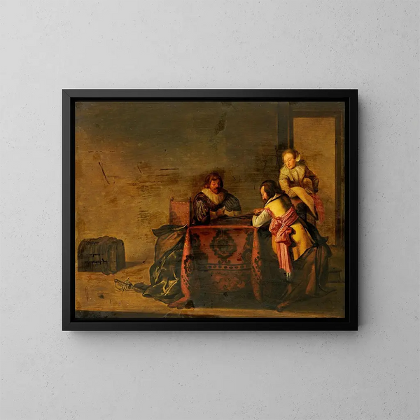 Speler van tric trac - Pieter Codde — ingelijst kunstwerk aan de muur