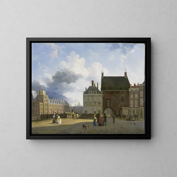 De Poort van de Gevangenis en het Plein in Den Haag - Pieter Daniel van der Burgh — ingelijst kunstwerk aan de muur