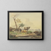 naast een hek, vee op de wei, rechts twee varkens - Pieter Gerardus van Os — ingelijst kunstwerk aan de muur
