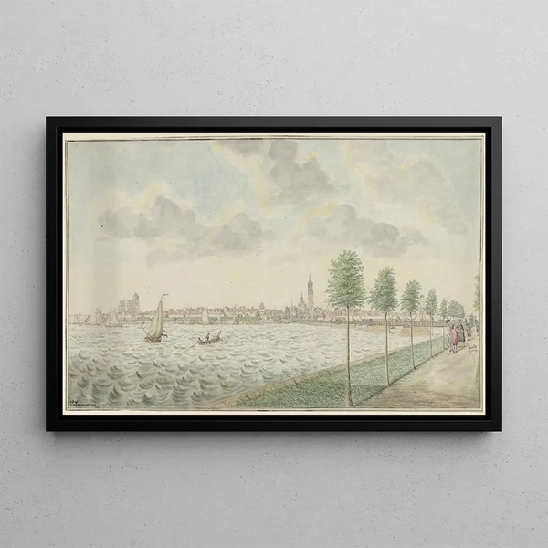 Pieter Remmers - Gezicht op Kampen van de rivierzijde.webp