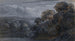 Landschapschilderij met bos na zonsondergang - Pieter de With — weergave van het kunstwerk
