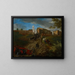 van Coachs en reizigers bij de Madonna del Riposo nabij Rome - Pieter van Bloemen — ingelijst kunstwerk aan de muur