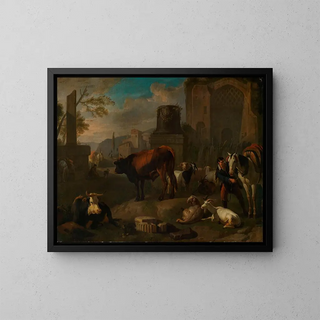 Pieter van Bloemen - Horses cattle sheep and goats among Roman ruins.webp