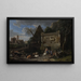 Landschapskunstdruk met oude ruïnes en een kudde rustend op de voorgrond - Pieter van Bloemen — ingelijst kunstwerk aan de muur