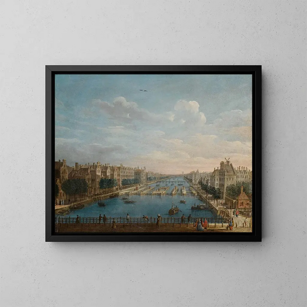 Een uitzicht op de Binnen Amstel richting het noorden - Pietro Bellotti — ingelijst kunstwerk aan de muur