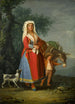 Young girl in traditional Neapolitan costume in a landscape with a young boy and a donkey - Pietro Fabris — artwork view