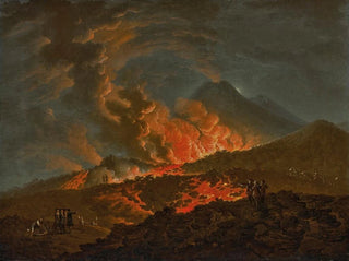 L'uitbarsting van de Vesuvius 's nachts - Pietro Fabris — weergave van het kunstwerk