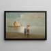 op het strand - Pietro Fragiacomo — ingelijst kunstwerk aan de muur