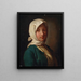 Een meisje met een blauwe jas en een wit foulard - Pietro Rotari — ingelijst kunstwerk aan de muur
