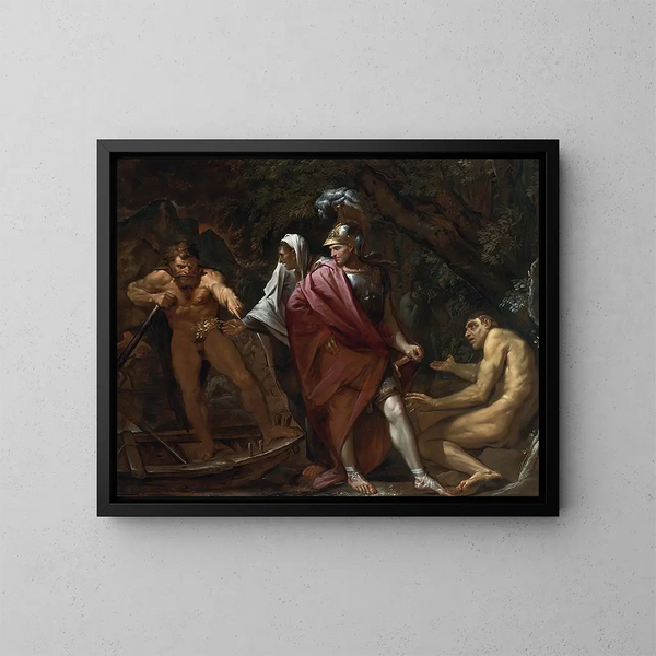 Enée aan de oevers van de Styx - Pietro Testa — ingelijst kunstwerk aan de muur