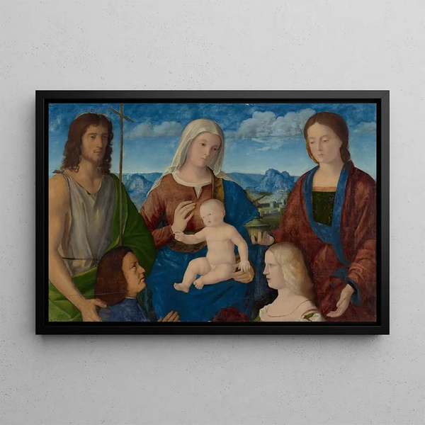 the Virgin and Child with saints and donors - Pietro degli Ingannati — framed artwork on a wall