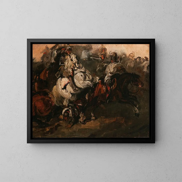 Ontmoeting van cuirassiers - Piotr Michałowski — ingelijst kunstwerk aan de muur