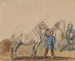 L'homme de l'écurie et les chevaux - Piotr Michałowski — weergave van het kunstwerk