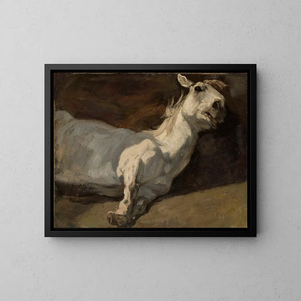 Paard liggend op de grond - Piotr Michałowski — ingelijst kunstwerk aan de muur