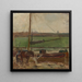 Polder met een vrachtschip dat voor Amsterdam ligt aangemeerd II - Piet Mondrian — ingelijst kunstwerk aan de muur