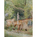 Reproductie van het schilderij Pont met bakstenen en een stenen standbeeld in Mödling - Marie Egner
