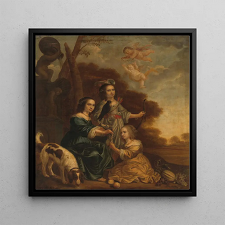 Portrait de Geertruyt Margriet et Anna Delff, les filles de l'artiste - Portrait de trois petites filles dans un paysage - Jacob Willemsz Delff le Jeune