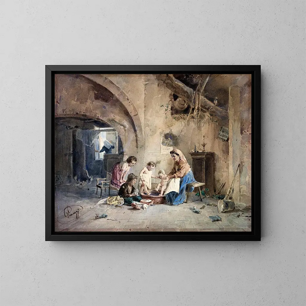 Het bad - Le Caravage — ingelijst kunstwerk aan de muur