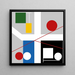 Quatre espaces avec des cercles rouges roulants - Myriam Thyes — wall display of the artwork