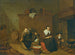 Een interieur met een vrouw die pastinaak schilt - Quirijn van Brekelenkam — weergave van het kunstwerk