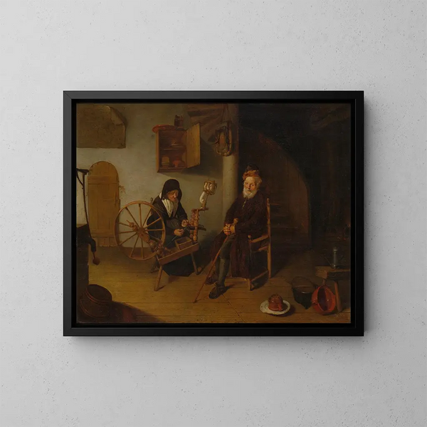 De weefster - Quirijn van Brekelenkam — ingelijst kunstwerk aan de muur