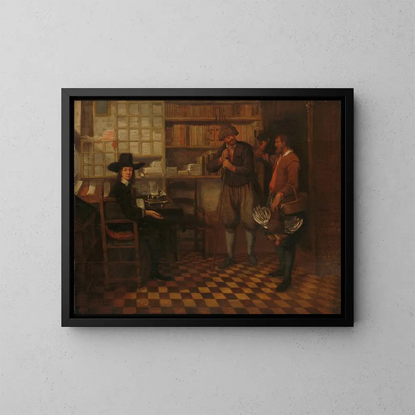 De huurdersboeren - Quirijn van Brekelenkam — ingelijst kunstwerk aan de muur