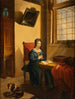 Dame die de Bijbel bestudeert - R. Gontard — weergave van het kunstwerk