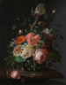 van een stilleven met bloemen op een marmeren tafel - Rachel Ruysch — weergave van het kunstwerk
