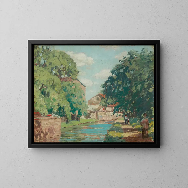 Sentier de halage au bord du canal à New Hope - Rae Sloan Bredin — ingelijst kunstwerk aan de muur