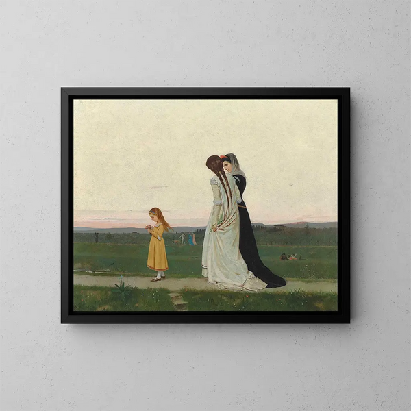 De avondwandeling, omgeving van Florence - Raffaello Sorbi — ingelijst kunstwerk aan de muur
