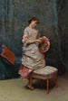 Aline tenant un chapeau - Raimundo de Madrazo y Garreta — weergave van het kunstwerk