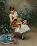 Aline met bloemen - Raimundo de Madrazo y Garreta — weergave van het kunstwerk