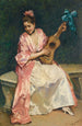 Aline avec guitare - Raimundo de Madrazo y Garreta — weergave van het kunstwerk