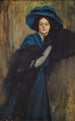 Portret van een dame in blauw - Raimundo de Madrazo y Garreta — weergave van het kunstwerk