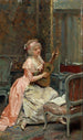 Vrouw met een gitaar - Raimundo de Madrazo y Garreta — ingelijst kunstwerk aan de muur