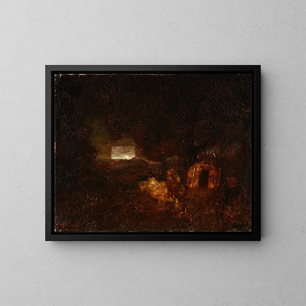 De bouwers van kano's - Ralph Albert Blakelock — ingelijst kunstwerk aan de muur