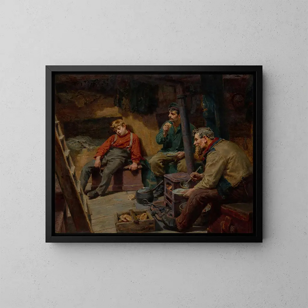 Zijn eerste reis - Ralph Hedley — ingelijst kunstwerk aan de muur