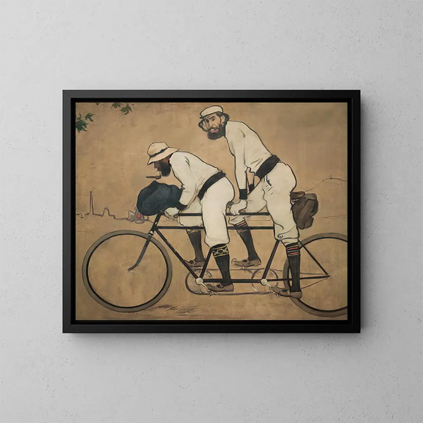 Ramon Casas en Pere Romeu op een tandem - Ramon Casas — ingelijst kunstwerk aan de muur